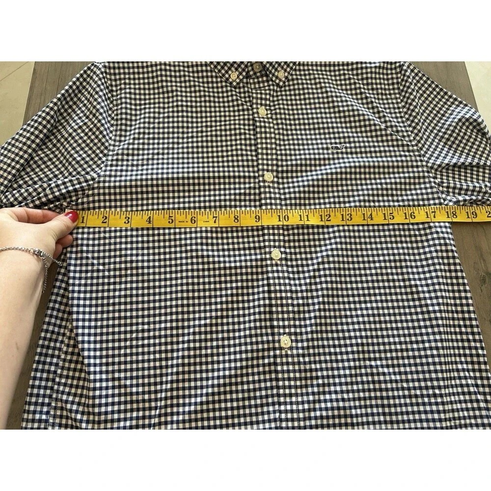 Vineyard Vines Button Up Youth Boys Size XL (18) Navy Gingham Plaid Whale Shirt
